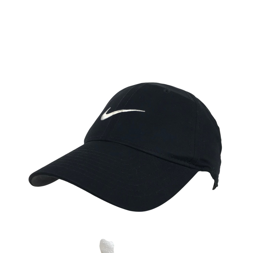 Nike Golf Cap Black White Swoosh Logo Adjustable Hat Legacy 91